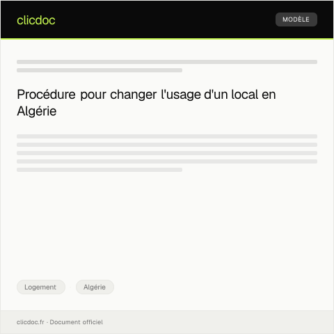 Aperçu du document Demande d'autorisation pour changement d'usage d'un local — Logement, Algérie