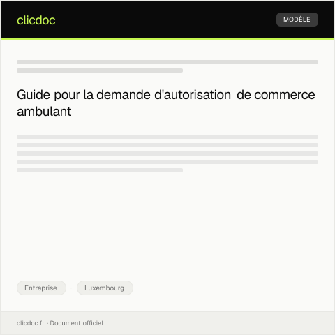 Aperçu du document Demande d’autorisation pour commerce ambulant — Entreprise, Luxembourg