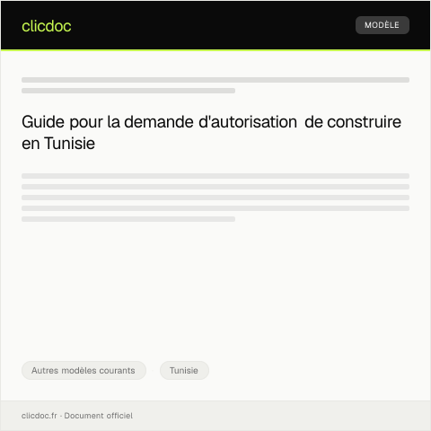 Aperçu du document Demande d'autorisation de construire — Autres modèles courants, Tunisie