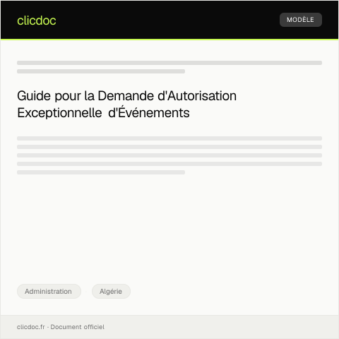 Aperçu du document Demande d'autorisation exceptionnelle pour événement communal — Administration, Algérie