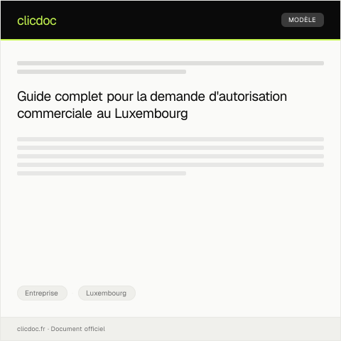 Aperçu du document Demande d’autorisation d’exploitation commerciale — Entreprise, Luxembourg