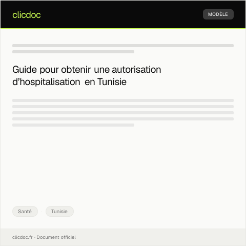 Aperçu du document Obtenir une autorisation d’hospitalisation — Santé, Tunisie