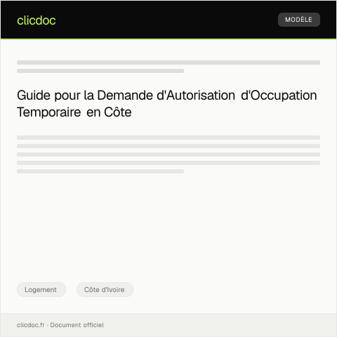 Aperçu du document Demande d'Autorisation d'Occupation Temporaire — Logement, Côte d'Ivoire