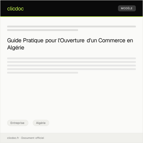 Aperçu du document Demande d’autorisation préalable pour l’ouverture d’un commerce — Entreprise, Algérie
