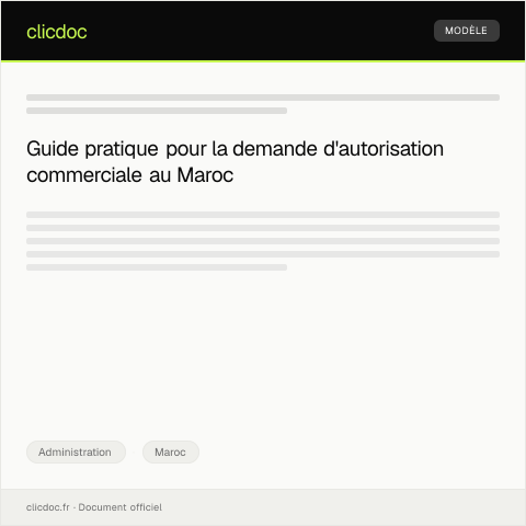 Aperçu du document Demande d'autorisation d'ouverture d'un commerce ou d'une activité — Administration, Maroc
