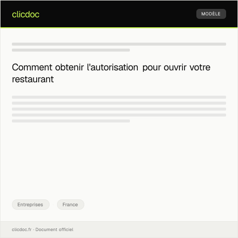 Aperçu du document Demande d’autorisation d’ouverture d’établissement de restauration — Entreprises, France