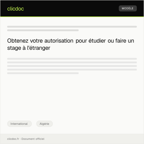 Aperçu du document Demande d’autorisation pour étude ou stage à l’étranger — International, Algérie