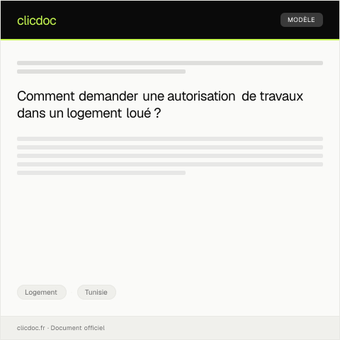 Aperçu du document Demande d'autorisation pour effectuer des travaux de réparation dans un logement loué — Logement, Tunisie