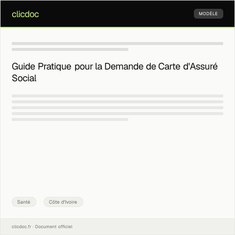 Aperçu du document Demande de Carte d'Assuré Social — Santé, Côte d'Ivoire