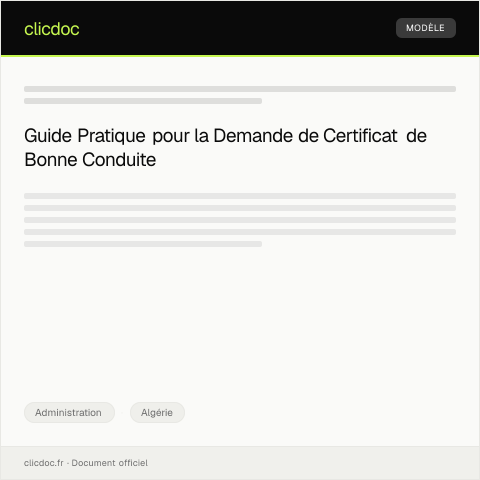 Aperçu du document Demande de certificat de bonne conduite — Administration, Algérie