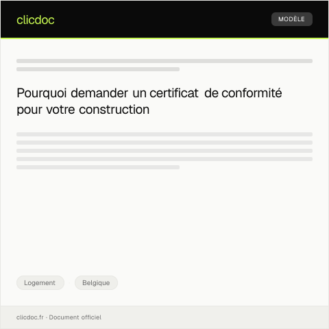 Aperçu du document Demande de certificat de conformité pour la construction neuve — Logement, Belgique