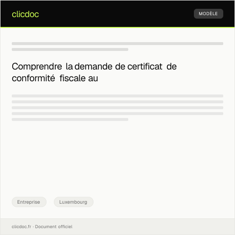 Aperçu du document Demande de certificat de conformité fiscale — Entreprise, Luxembourg