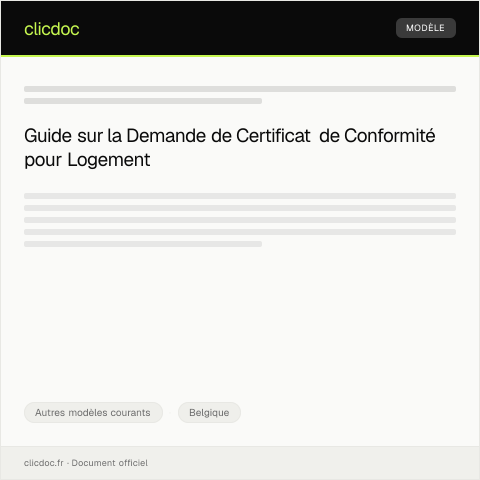 Aperçu du document Demande de certificat de conformité pour logement — Autres modèles courants, Belgique