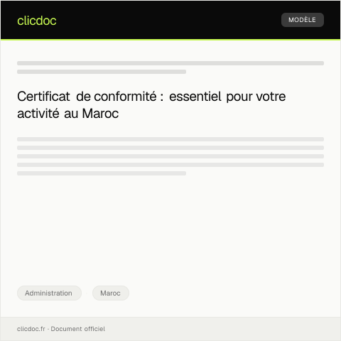 Aperçu du document Demande de certificat de conformité — Administration, Maroc