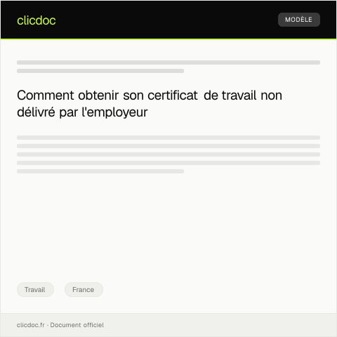 Aperçu du document Demande de certificat de travail suite à une fin de contrat — Travail, France