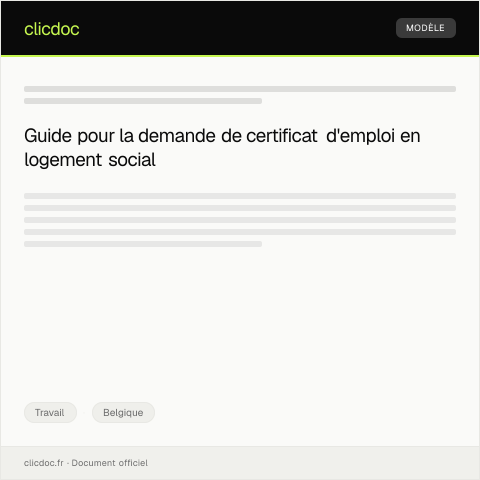 Aperçu du document Demande de certificat d'emploi pour un logement social — Travail, Belgique