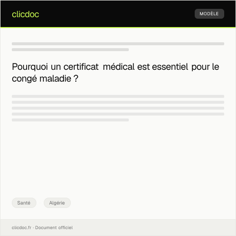 Aperçu du document Demande de certificat médical pour la demande de congé maladie — Santé, Algérie