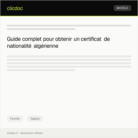Aperçu du document Demande de certificat de nationalité algérienne pour un enfant — Famille, Algérie