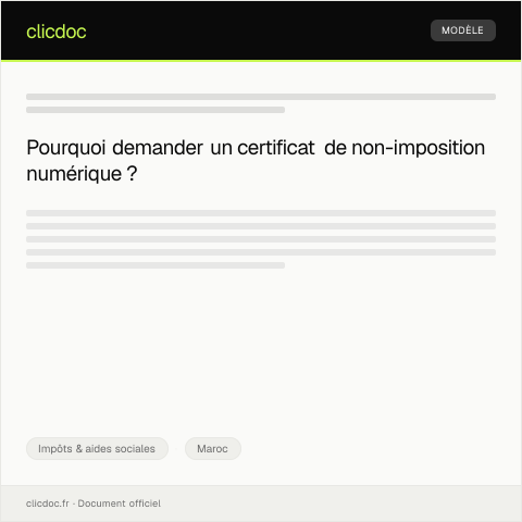 Aperçu du document Demande de certificat de non-imposition numérique — Impôts & aides sociales, Maroc