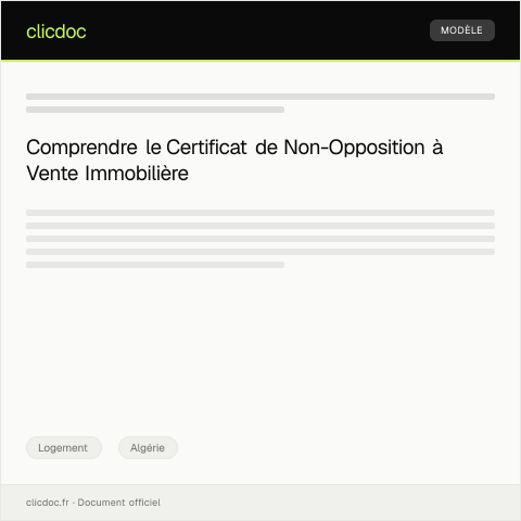 Aperçu du document Demande de certificat de non-opposition à vente immobilière — Logement, Algérie
