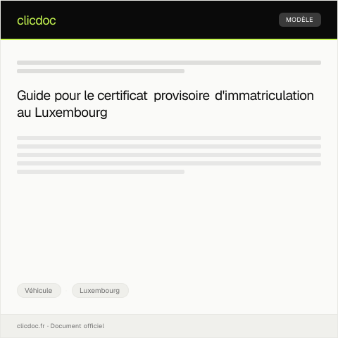 Aperçu du document Dépôt d’une demande de certificat provisoire d’immatriculation — Véhicule, Luxembourg
