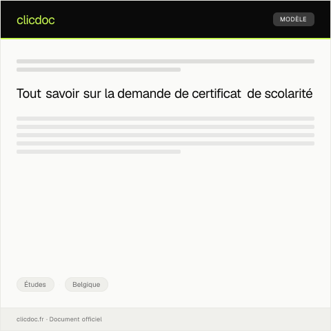 Aperçu du document Demande de certificat de scolarité ou d’inscription scolaire — Études, Belgique