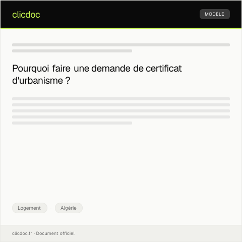 Aperçu du document Demande de certificat d'urbanisme — Logement, Algérie
