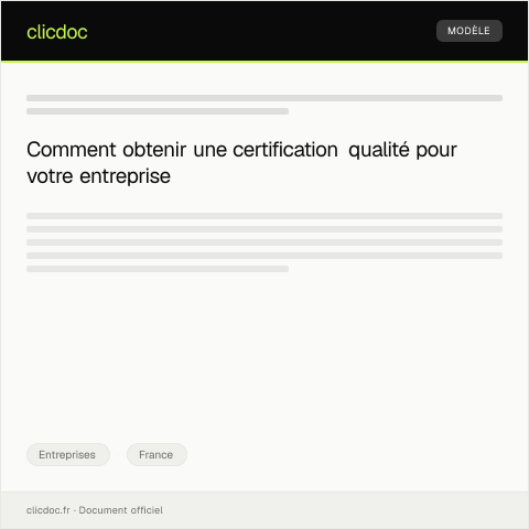 Aperçu du document Demande de certification qualité (ISO, NF) — Entreprises, France