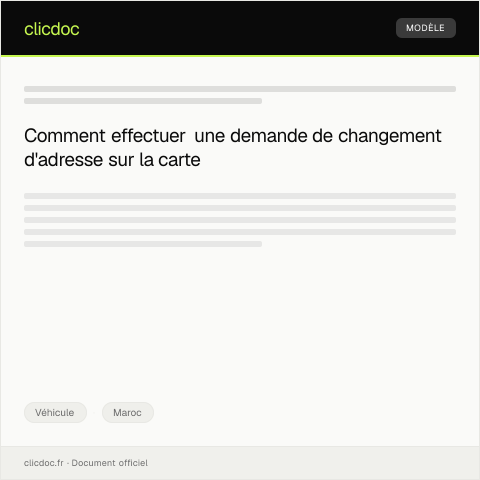 Aperçu du document Demande de changement d’adresse sur la carte grise — Véhicule, Maroc