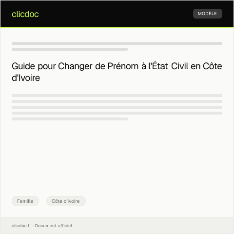 Aperçu du document Requête pour changement de prénom à l’état civil — Famille, Côte d'Ivoire