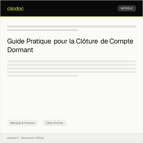 Aperçu du document Demande de clôture de compte dormant — Banque & finance, Côte d'Ivoire