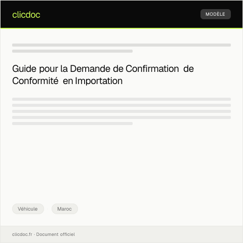 Aperçu du document Demande de confirmation de conformité en importation — Véhicule, Maroc