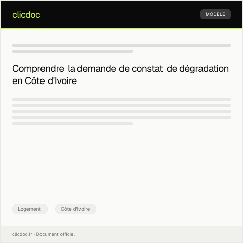 Aperçu du document Demande de constat de dégradation — Logement, Côte d'Ivoire