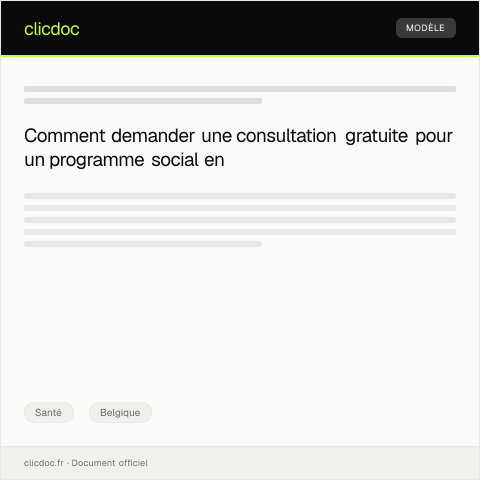 Aperçu du document Demande de consultation gratuite dans le cadre d’un programme social — Santé, Belgique
