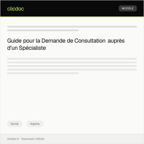 Aperçu du document Demande de Consultation auprès d’un Spécialiste - Formulaire CS-27 — Santé, Algérie