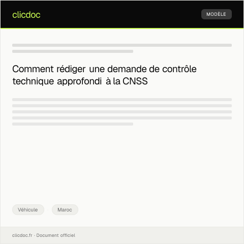 Aperçu du document Demande de contrôle technique approfondi — Véhicule, Maroc