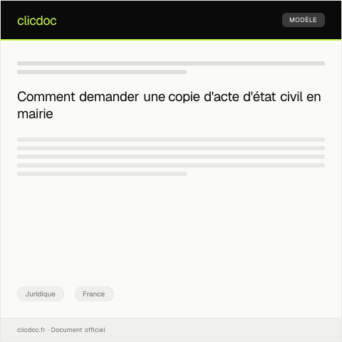 Aperçu du document Demande de copie d'acte de mariage ou de naissance auprès de la mairie — Juridique, France