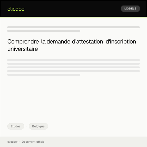 Aperçu du document Demande de copie d’attestation d’inscription universitaire — Études, Belgique