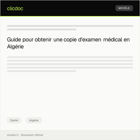 Aperçu du document Demande de copie d'examen médical dans le cadre d'une procédure judiciaire — Santé, Algérie