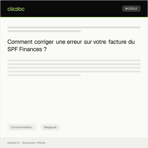 Aperçu du document Demande de correction d’une erreur sur une facture — Consommation, Belgique