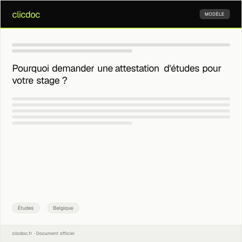 Aperçu du document Demande de dispense ou d'attestation d'études pour un stage professionnel — Études, Belgique