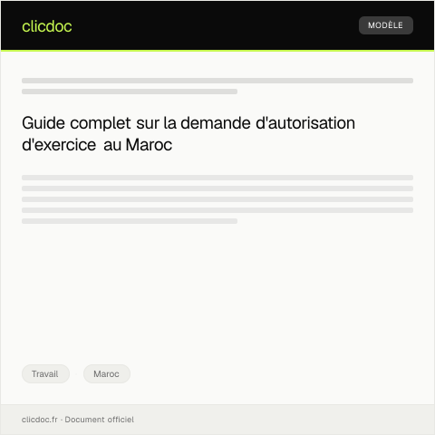 Aperçu du document Demande d’autorisation d’exercice pour un professionnel — Travail, Maroc