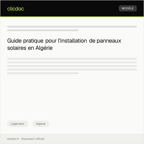 Aperçu du document Demande d'autorisation pour installation de panneaux solaires — Logement, Algérie