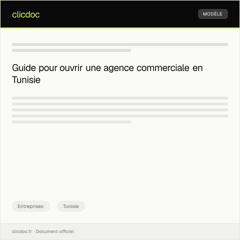 Aperçu du document Demande d'autorisation d'ouverture d'agence commerciale — Entreprises, Tunisie