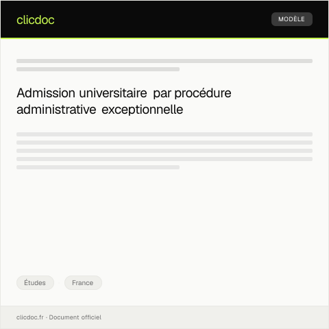 Aperçu du document Demande d’admission en université par dossier administratif — Études, France