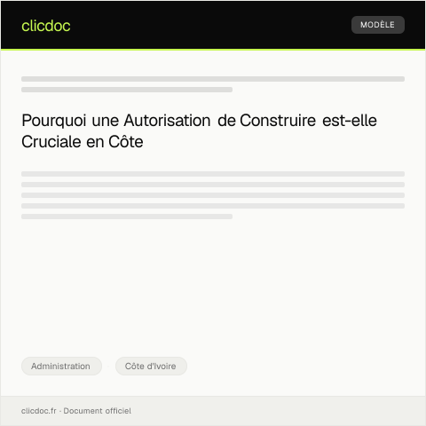 Aperçu du document Demande d'autorisation de construire — Administration, Côte d'Ivoire