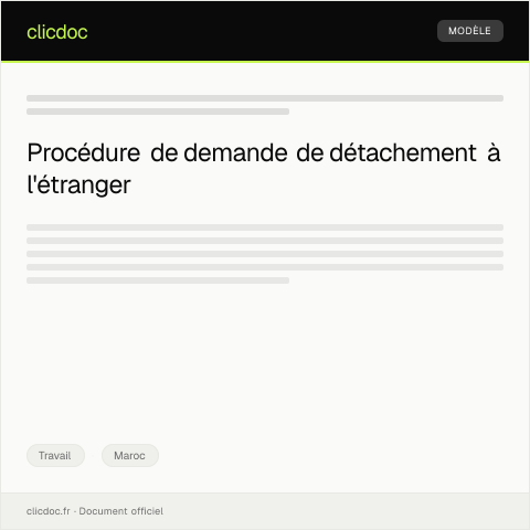Aperçu du document Demande d'autorisation de détachement ou de mission à l'étranger — Travail, Maroc