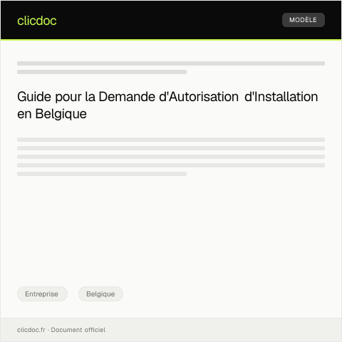 Aperçu du document Demande d'autorisation d'installation auprès de la commune — Entreprise, Belgique