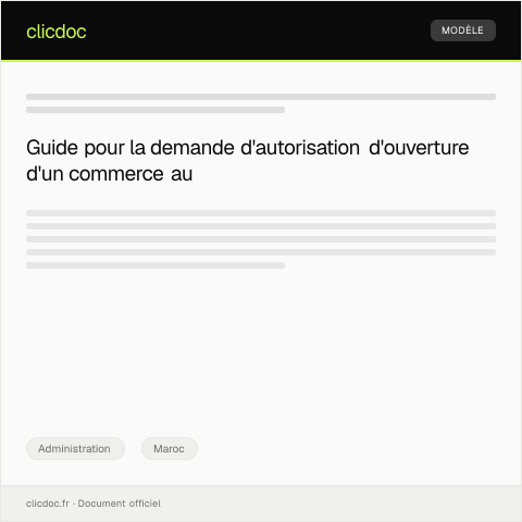 Aperçu du document Demande d’autorisation d’ouverture d’un commerce auprès de la mairie — Administration, Maroc