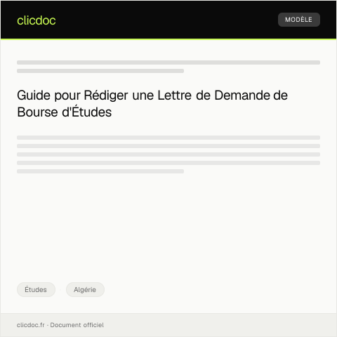 Aperçu du document Dossier de demande de bourse d’études auprès du ministère de l’Enseignement supérieur — Études, Algérie